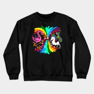 Unicorn Flamingo Party Crewneck Sweatshirt